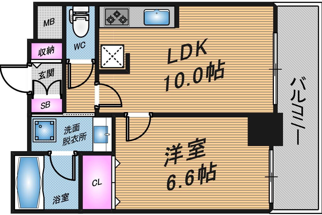 アデニウムタワー梅田イーストスクエア　1LDK　間取り