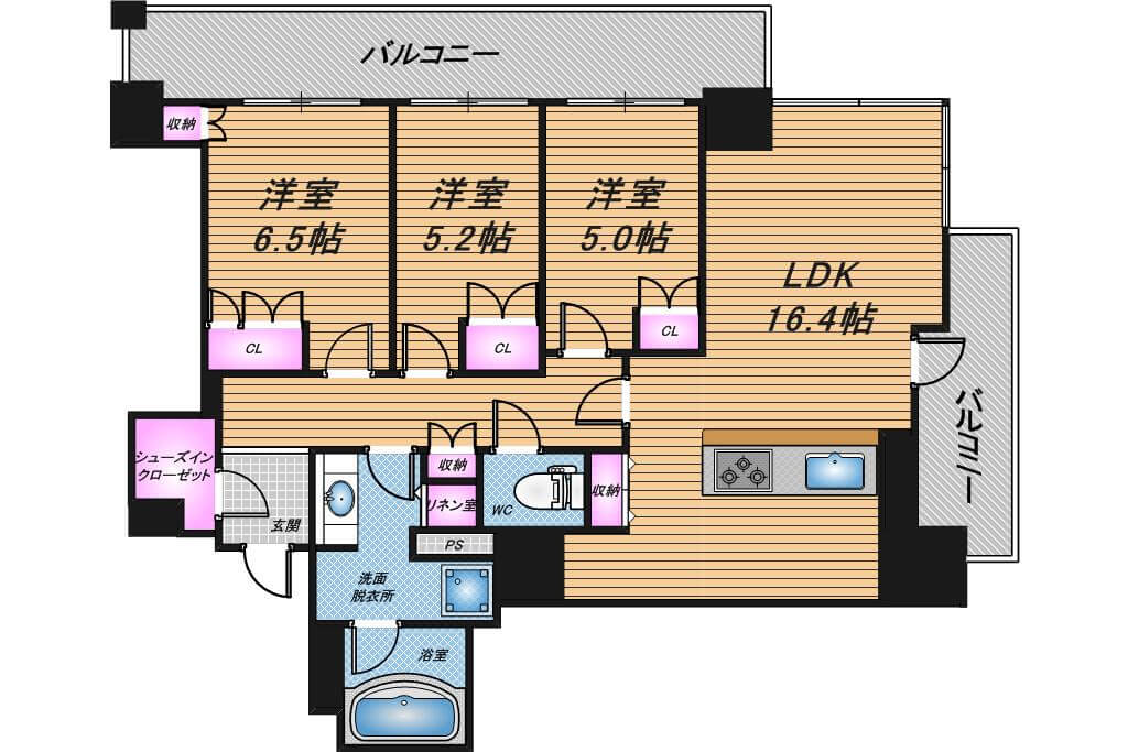 アデニウムタワー梅田イーストスクエア　3LDK　間取り