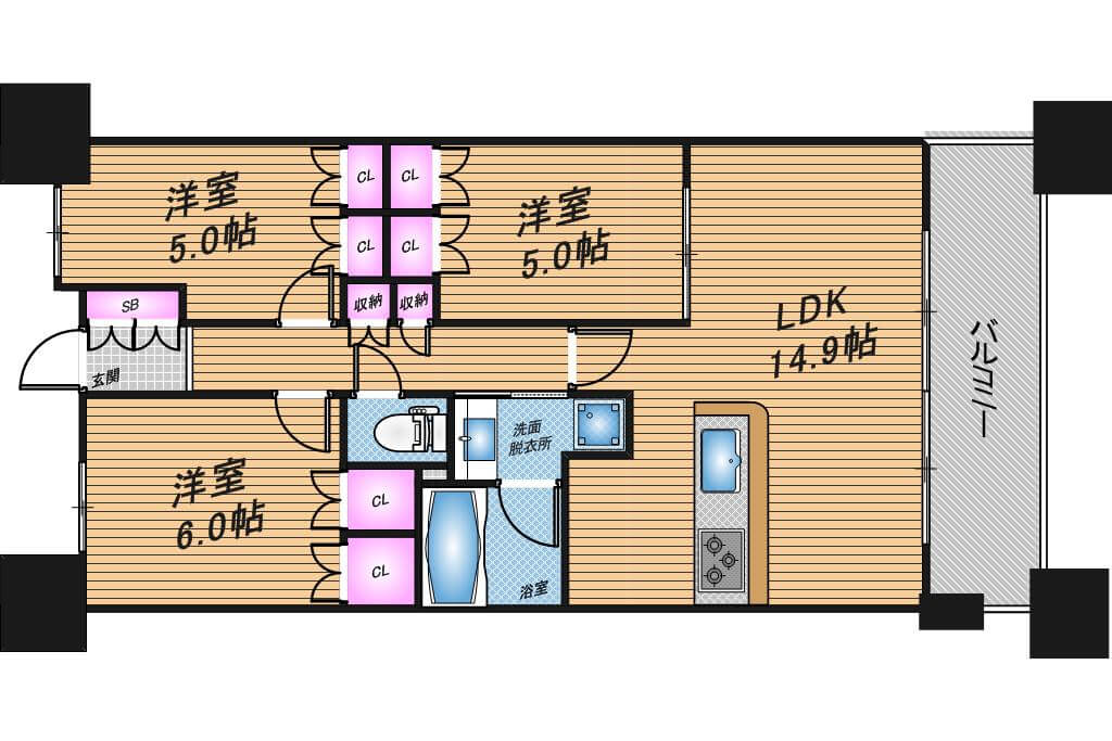 BELISTAタワー福島　3LDK　間取り