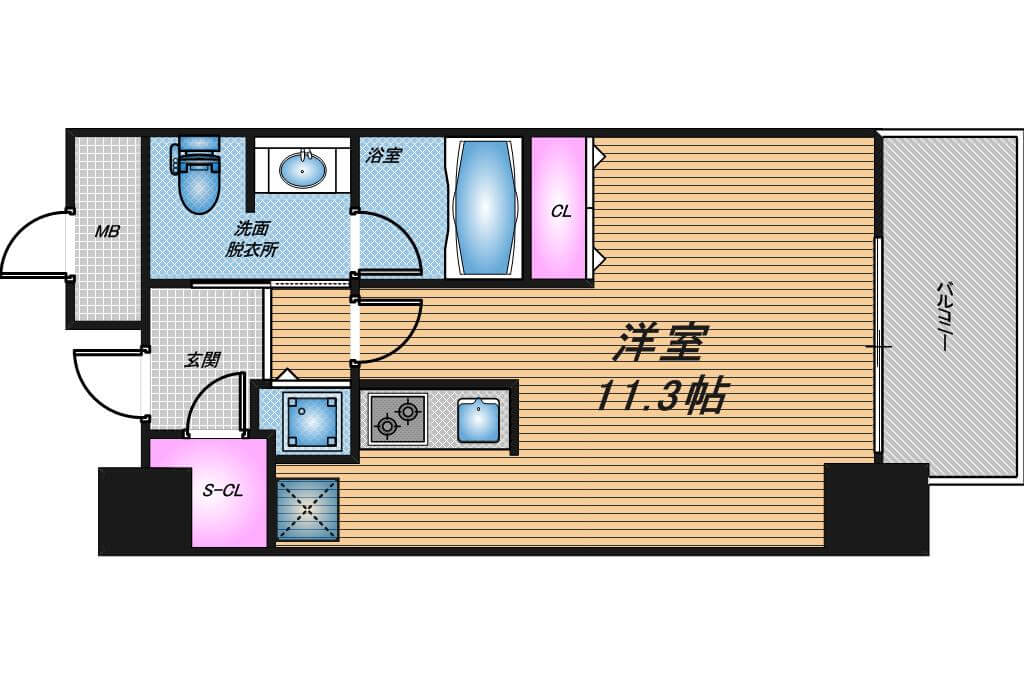 ベルファース大阪新町　1R　間取り