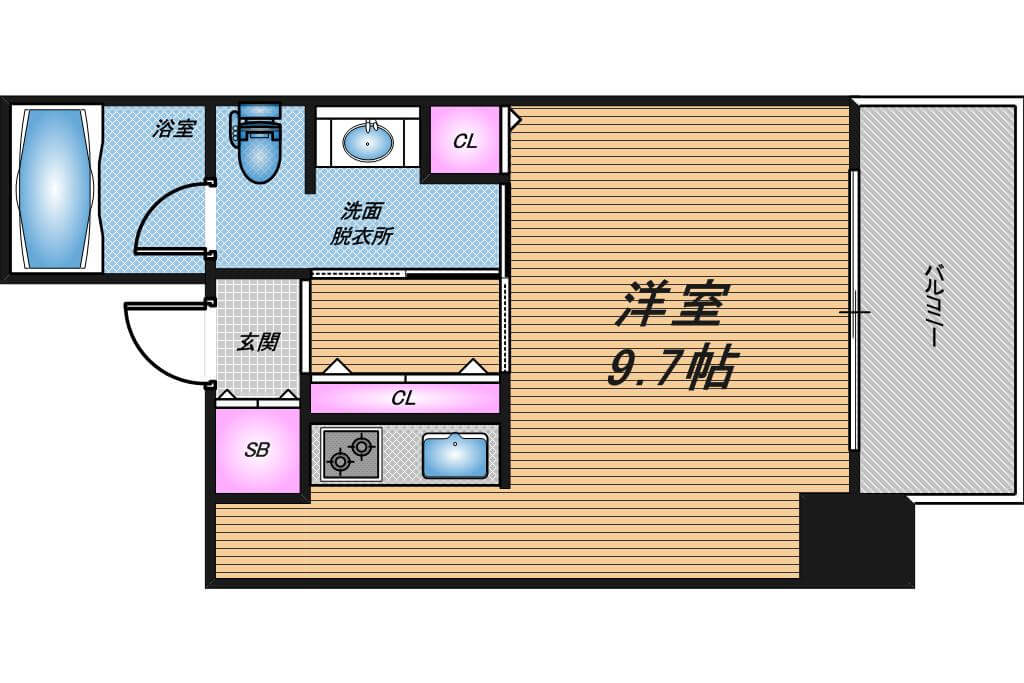 ベルファース大阪新町　1R　間取り