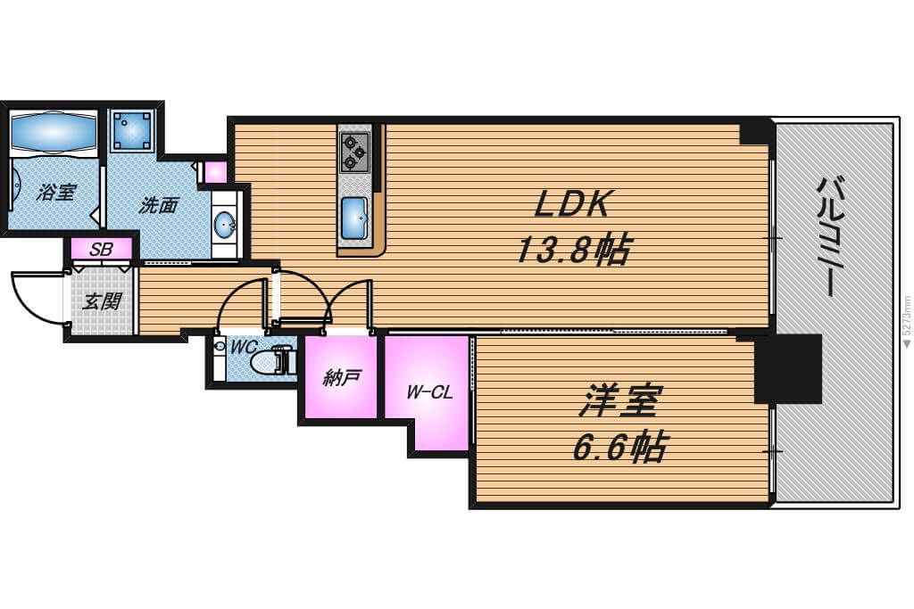 シティタワー東梅田パークフロント　1LDK　間取り