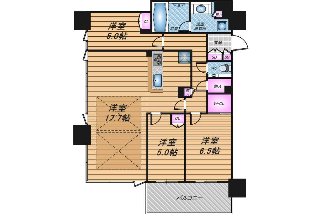 シティタワー東梅田パークフロント　3LDK　間取り