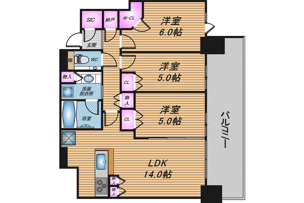 シティタワー東梅田パークフロント　3LDK　間取り