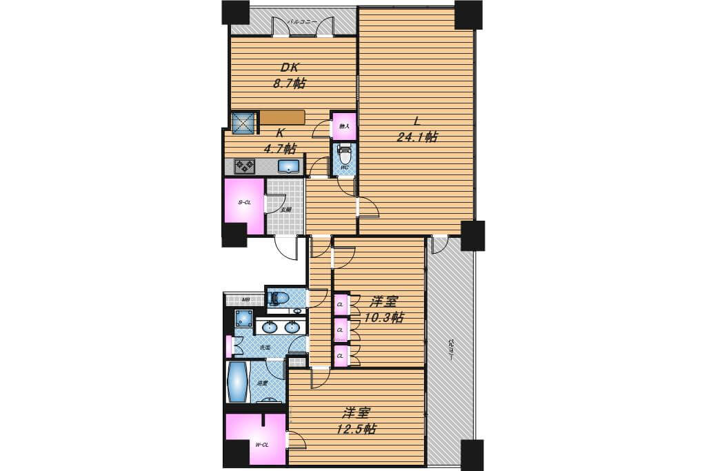 クラッシィタワー淀屋橋　2LDK　間取り