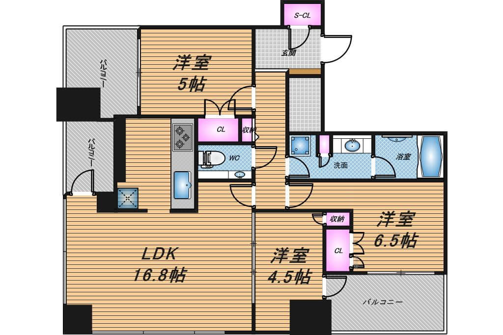 クラッシィタワー淀屋橋　3LDK　間取り