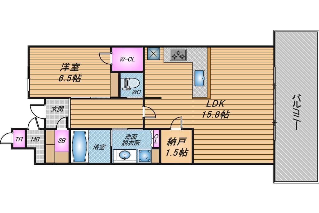 なんばセントラルプラザリバーガーデン　1LDK　間取り