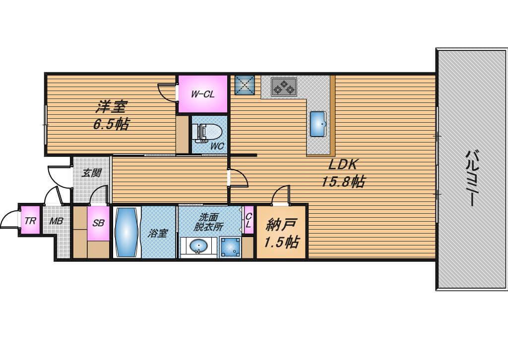 なんばセントラルプラザリバーガーデン　1LDK　間取り