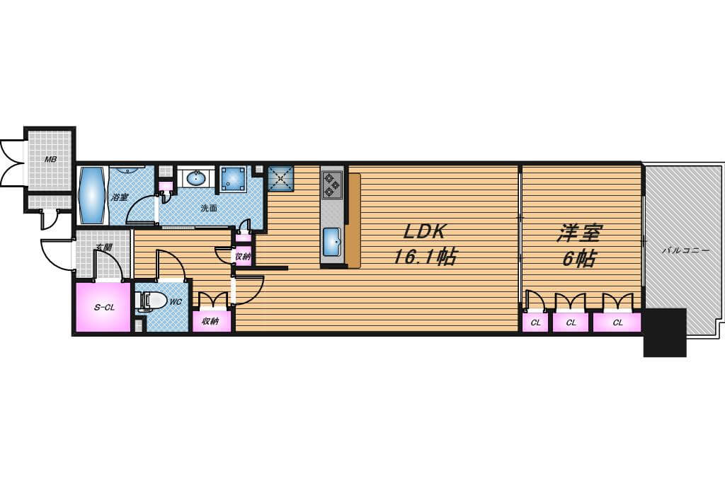 なんばセントラルプラザリバーガーデン　1LDK　間取り