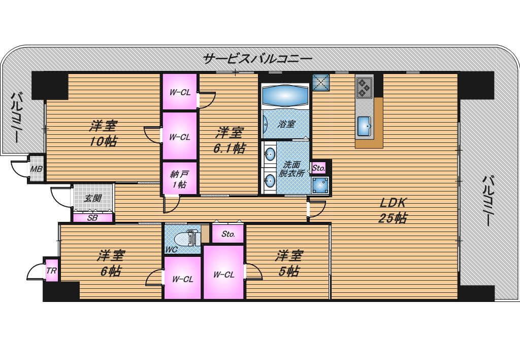 なんばセントラルプラザリバーガーデン　4LDK　間取り