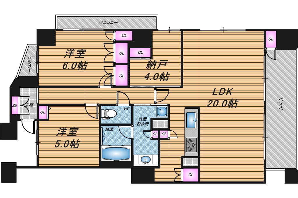 ドゥーシェ南堀江　2LDK　間取り