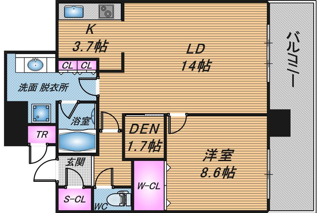 エルザグレース堀江タワー　1LDK　間取り