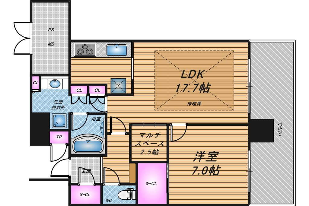 エルザグレース堀江タワー　1LDK　間取り