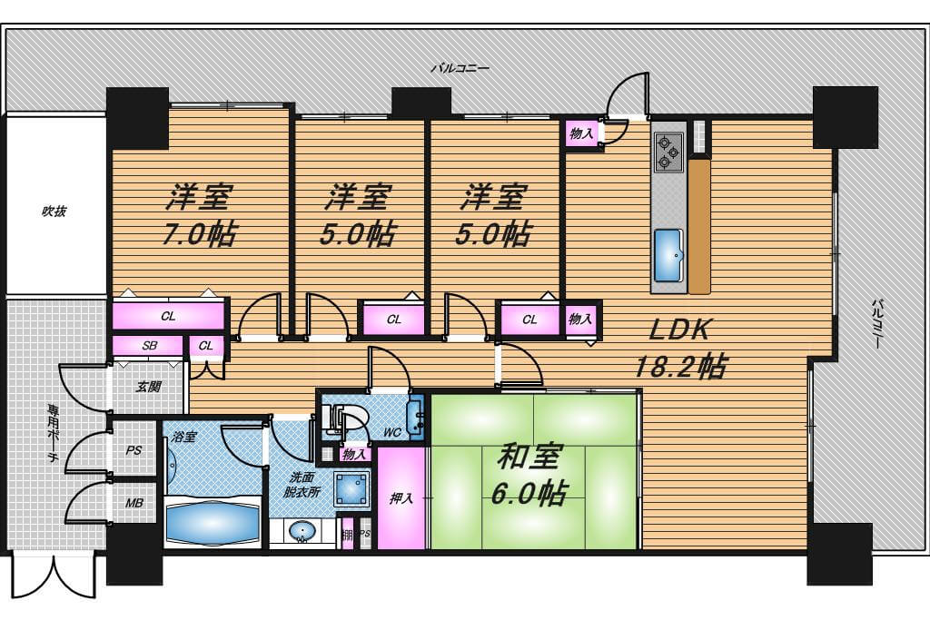 ファミール扇町アーバンステージ　4LDK　間取り