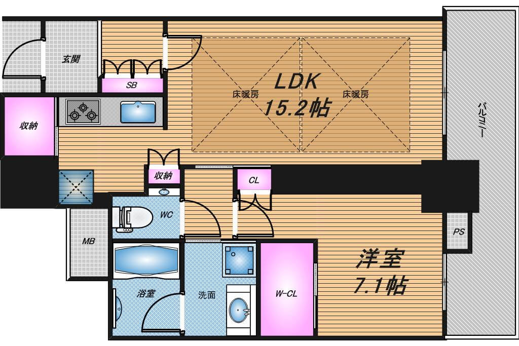 グランドメゾン新梅田タワー　1LDK　間取り