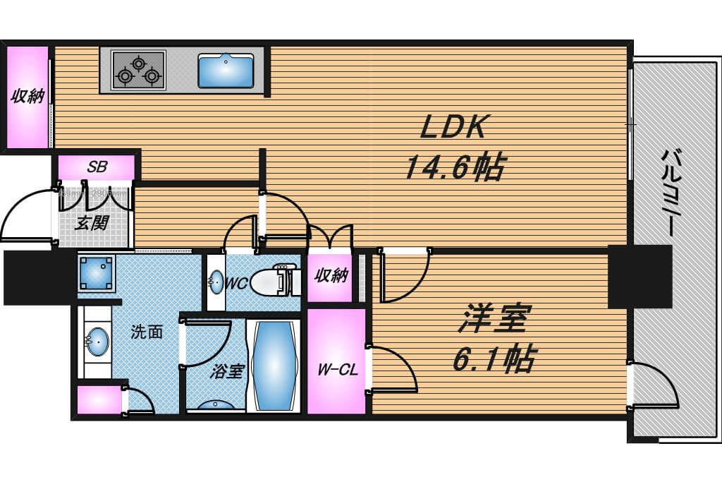 グランドメゾン新梅田タワー　1LDK　間取り