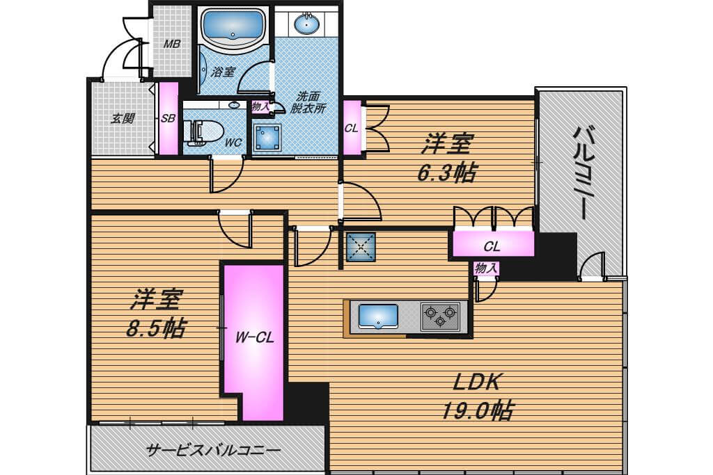 グランドメゾン新梅田タワー　2LDK　間取り