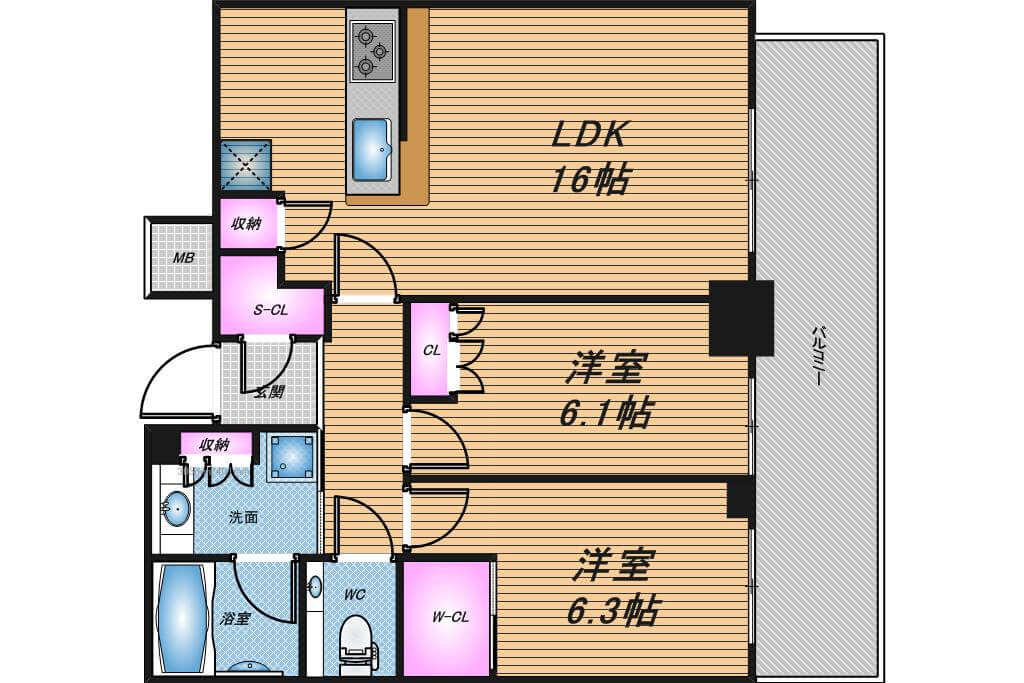 グランドメゾン新梅田タワー　2LDK　間取り