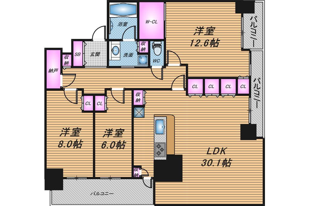 グランドメゾン新梅田タワー　3LDK　間取り