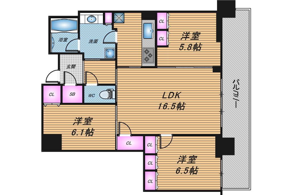 グランドメゾン新梅田タワー　3LDK　間取り