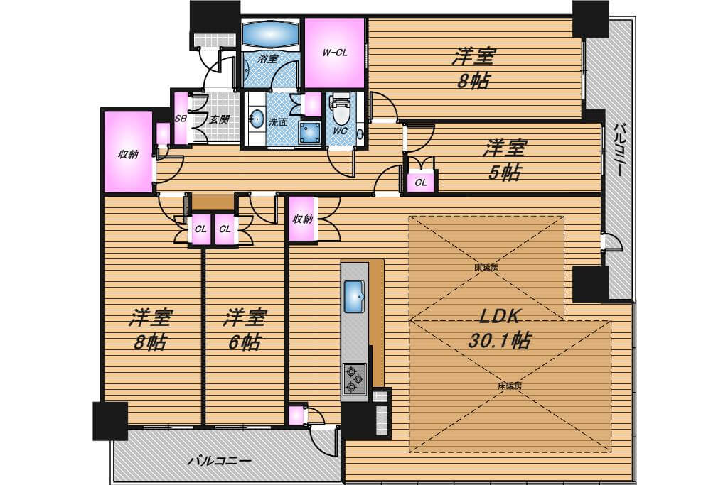 グランドメゾン新梅田タワー　4LDK　間取り