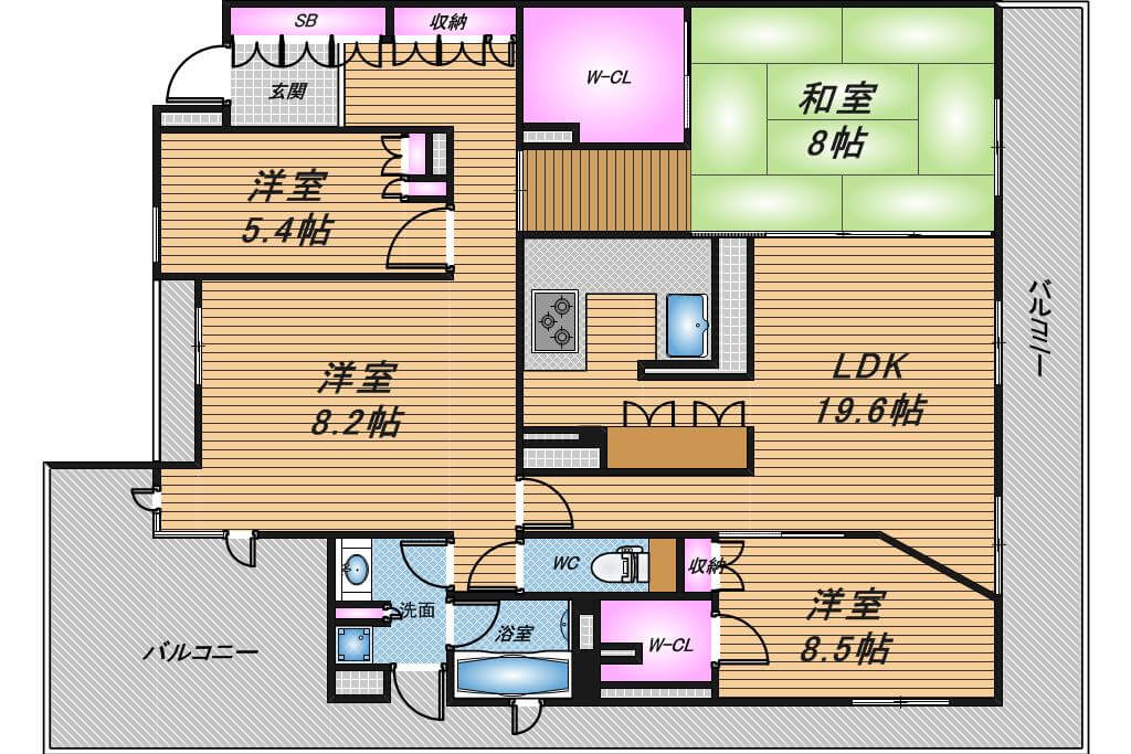 イトーピア北浜スウィートマーク　4LDK　間取り