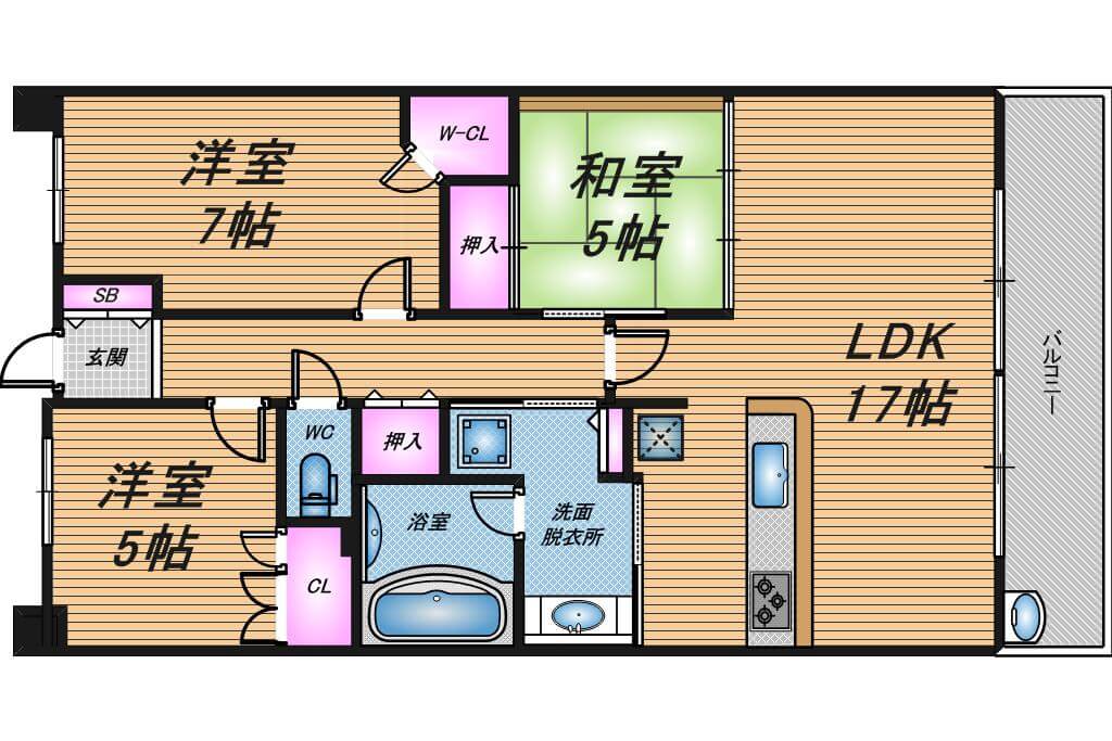 城東中央アインス　3LDK　間取り