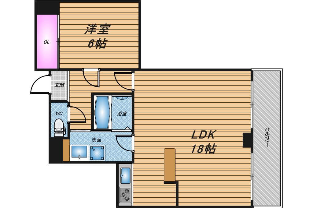 キングマンション堂島川　1LDK　間取り