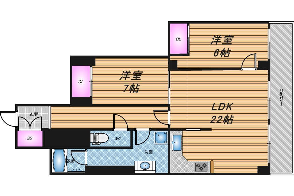 キングマンション堂島川　2LDK　間取り