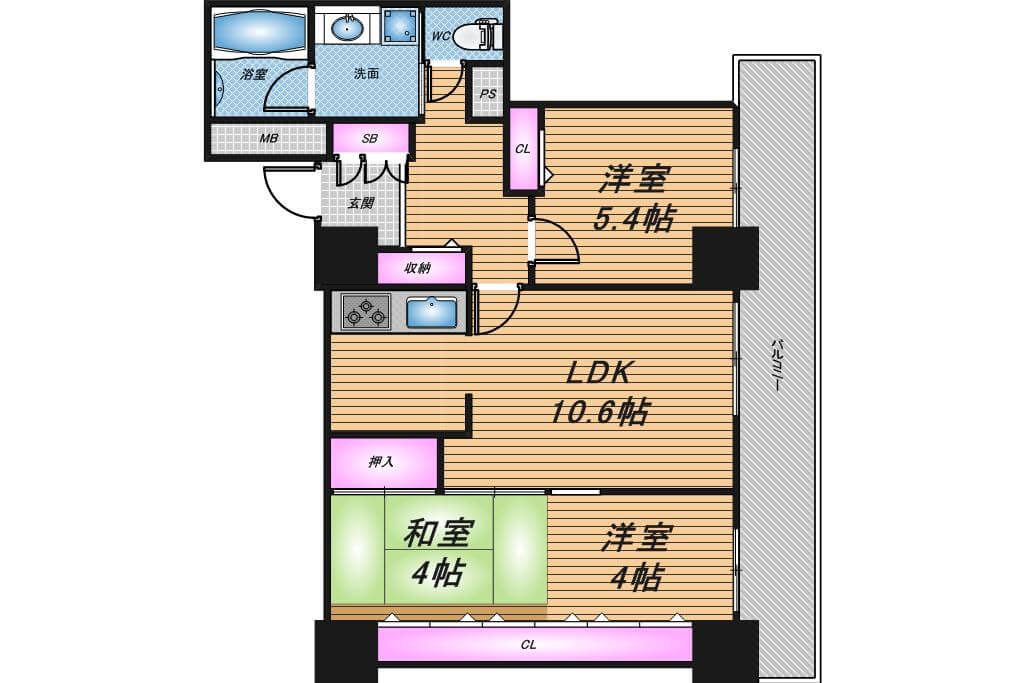 キングマンション心斎橋東　3LDK　間取り