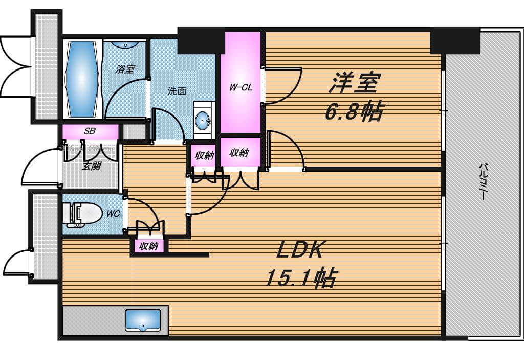 ローレルスクエア大阪ベイタワー　1LDK　間取り