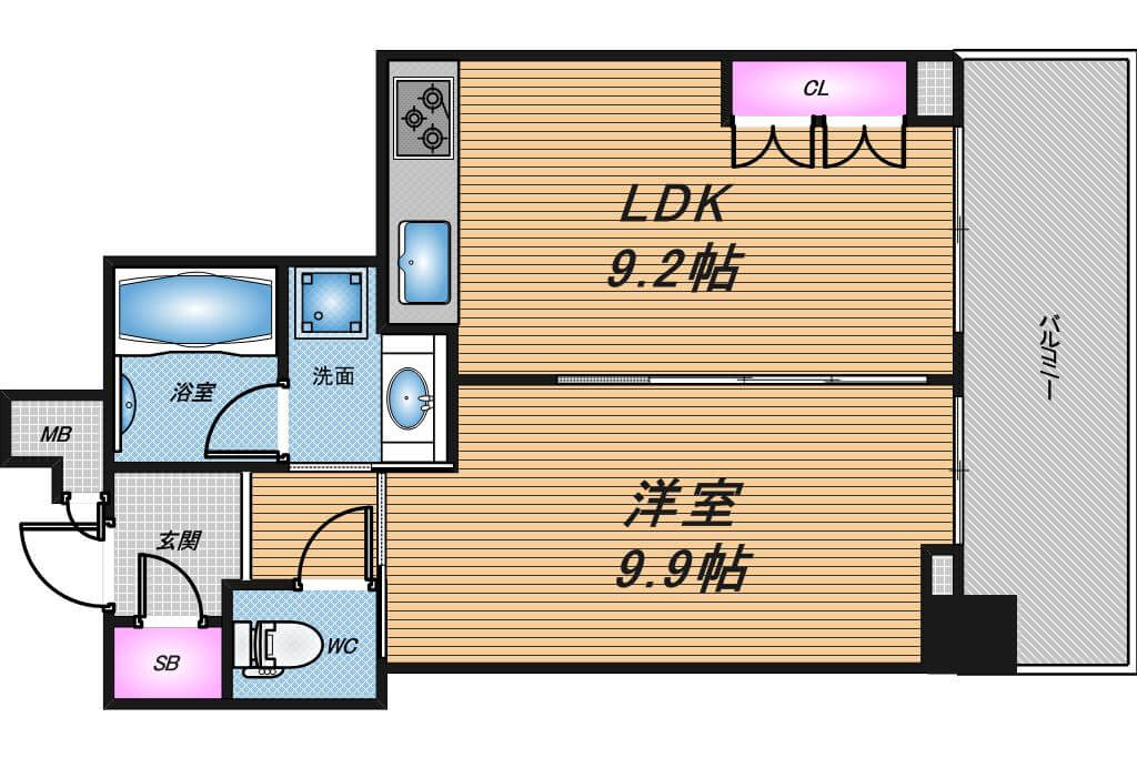 ローレルスクエア大阪ベイタワー　1LDK　間取り