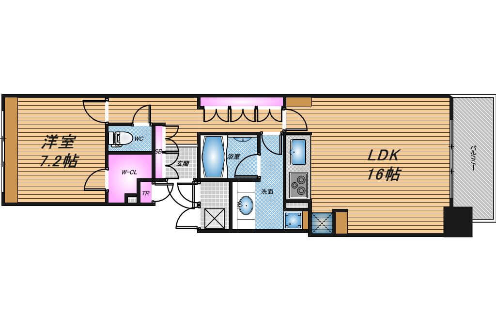 ライオンズマンション大阪スカイタワー　1LDK　間取り