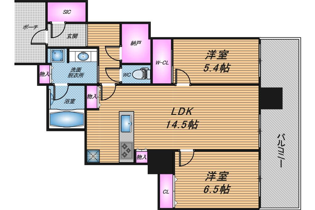 MJR堺筋本町タワー　2LDK　間取り