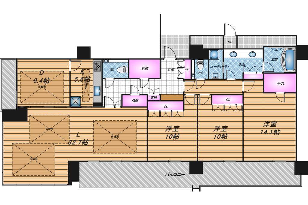 MJR堺筋本町タワー　3LDK　間取り