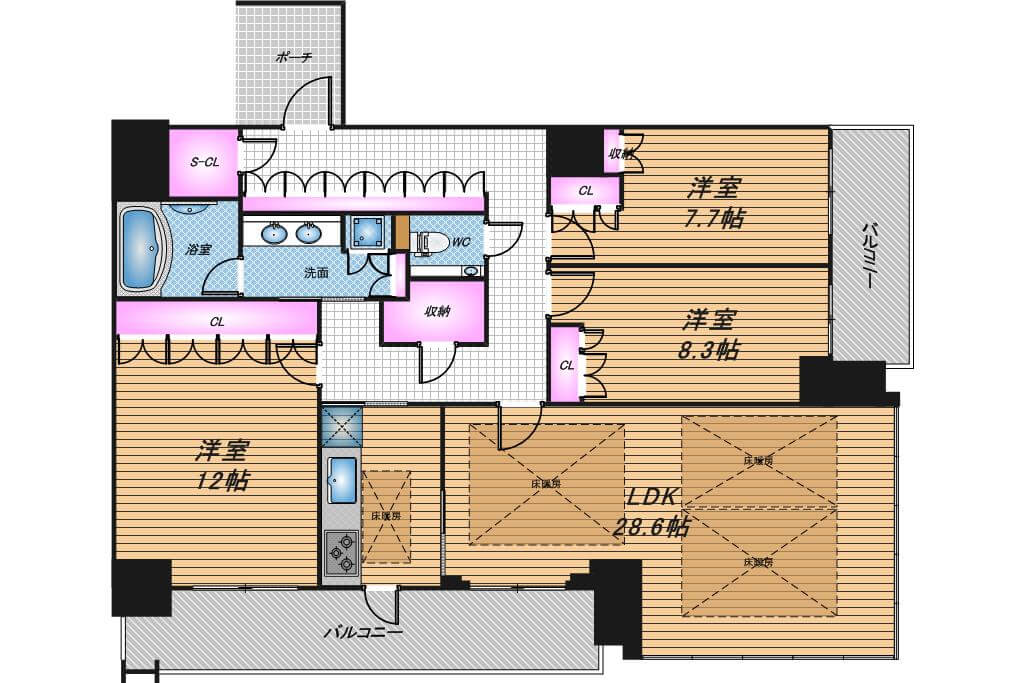 MJR堺筋本町タワー　3LDK　間取り