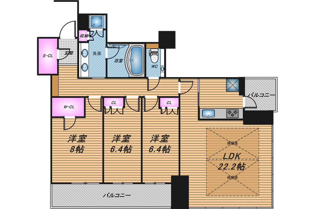 MJR堺筋本町タワー　3LDK　間取り