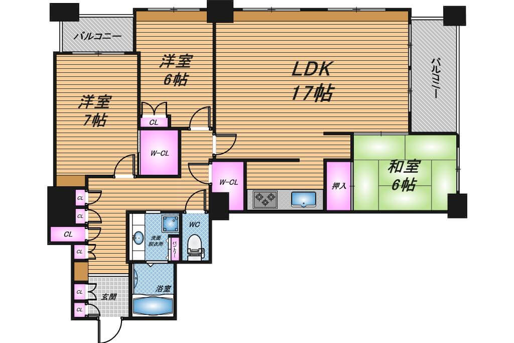桃坂コンフォガーデン上本町ヒルズマーク　2LDK　間取り