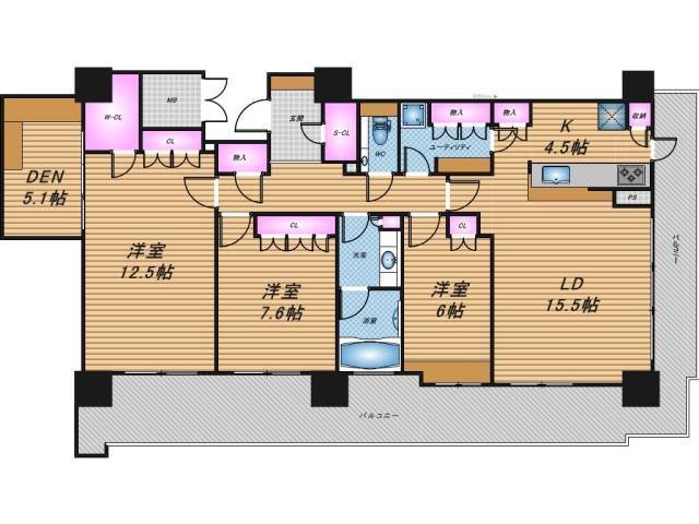 なんばグランドマスターズタワー　3LDK　間取り