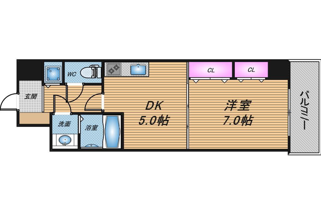 ノルデンタワー新大阪　1DK　間取り