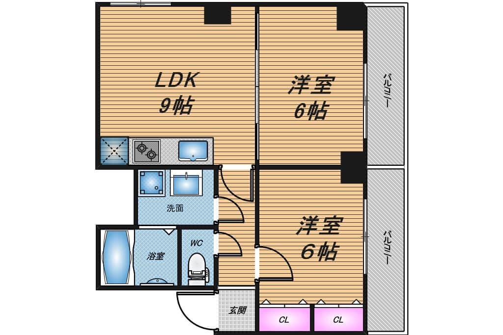 ノルデンタワー新大阪アネックス　2LDK　間取り