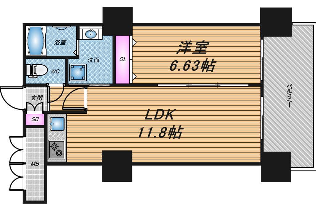 ノルデンタワー新大阪プレミアム　1LDK　間取り