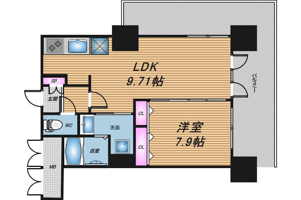 ノルデンタワー新大阪プレミアム　1LDK　間取り