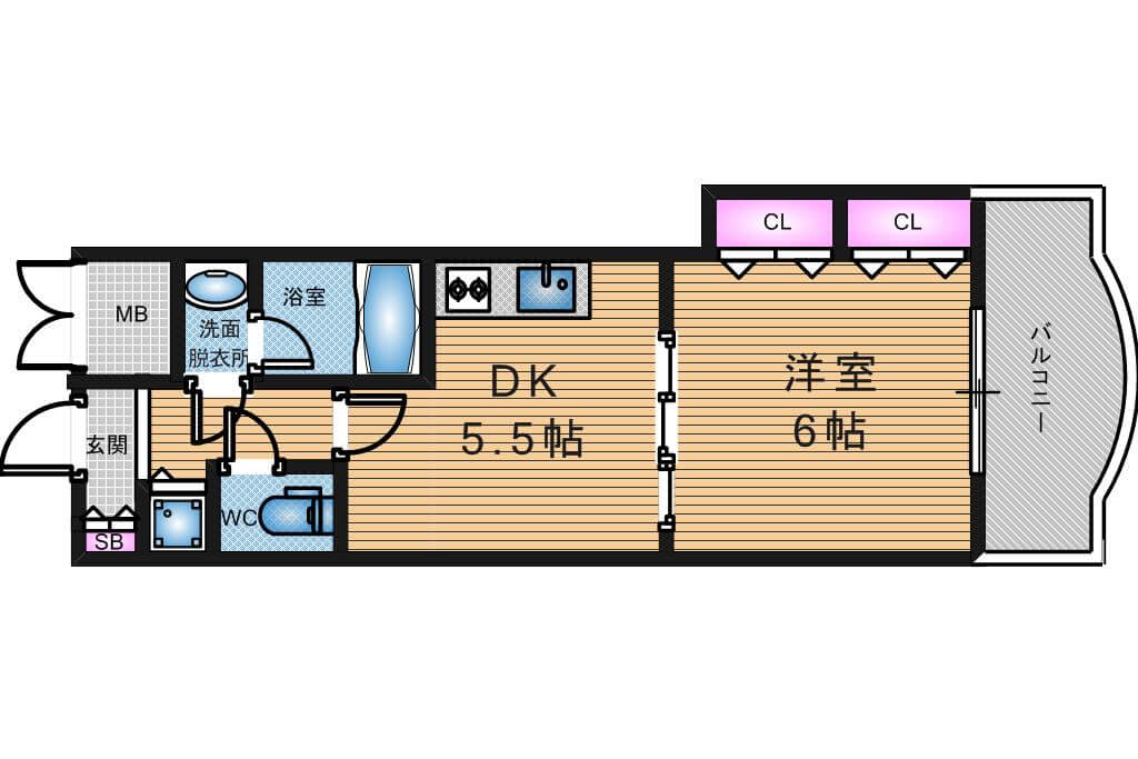 ノルデンタワー天神橋　1DK　間取り