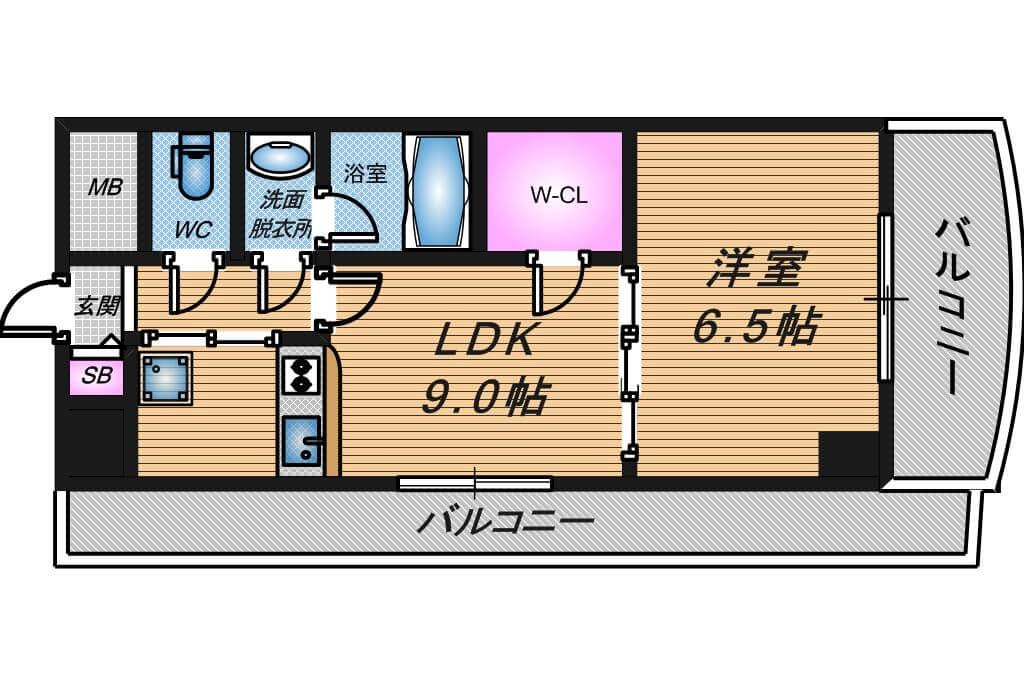 ノルデンタワー天神橋　1LDK　間取り