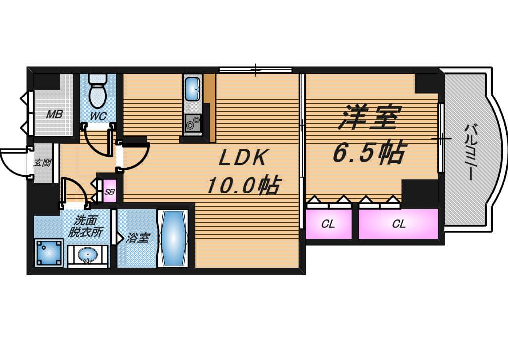 ノルデンタワー天神橋　1LDK　間取り