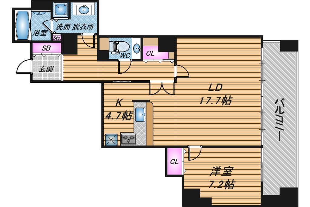 OAPレジデンスタワー東館　1LDK　間取り