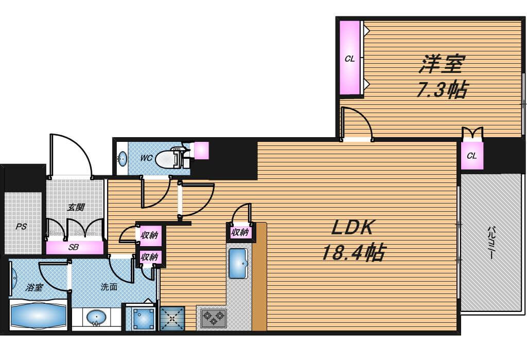 OAPレジデンスタワー東館　1LDK　間取り