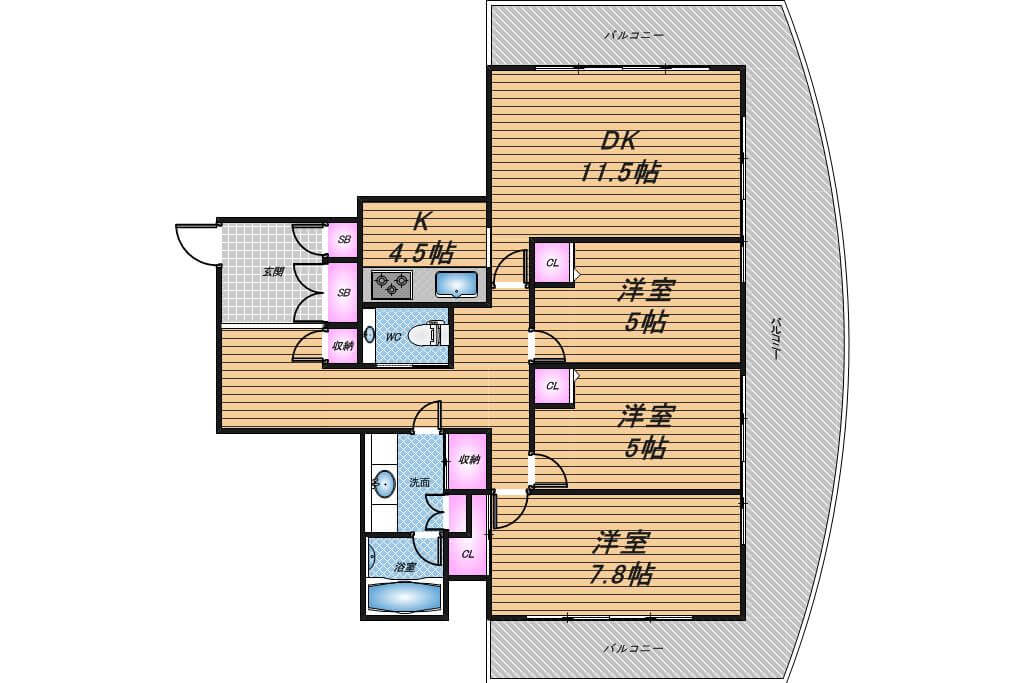 OAPレジデンスタワー東館　3LDK　間取り