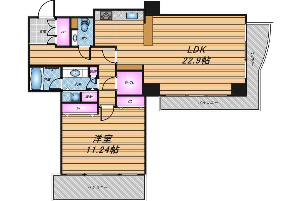 OAPレジデンスタワー西館　1LDK　間取り